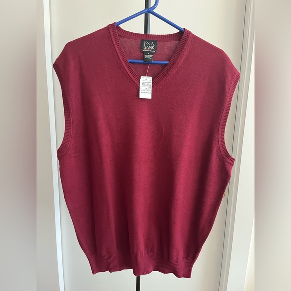 NWT Jos A Bank Signature Collection Pima cotton sweater vest burgundy wine 🍷 XL - Picture 2 of 6